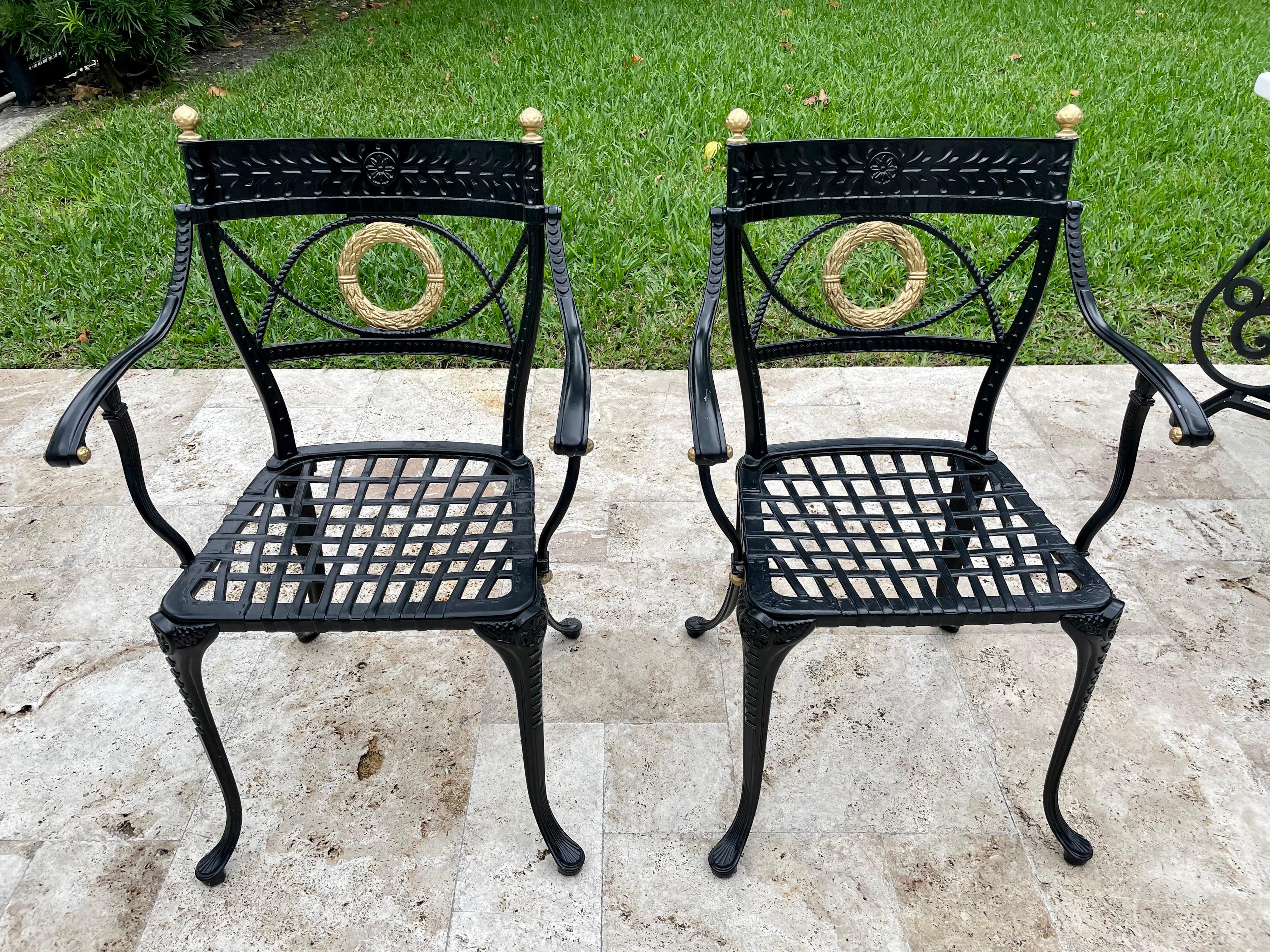 Klismos Style Heavy Aluminum Garden Chairs, Pair 7