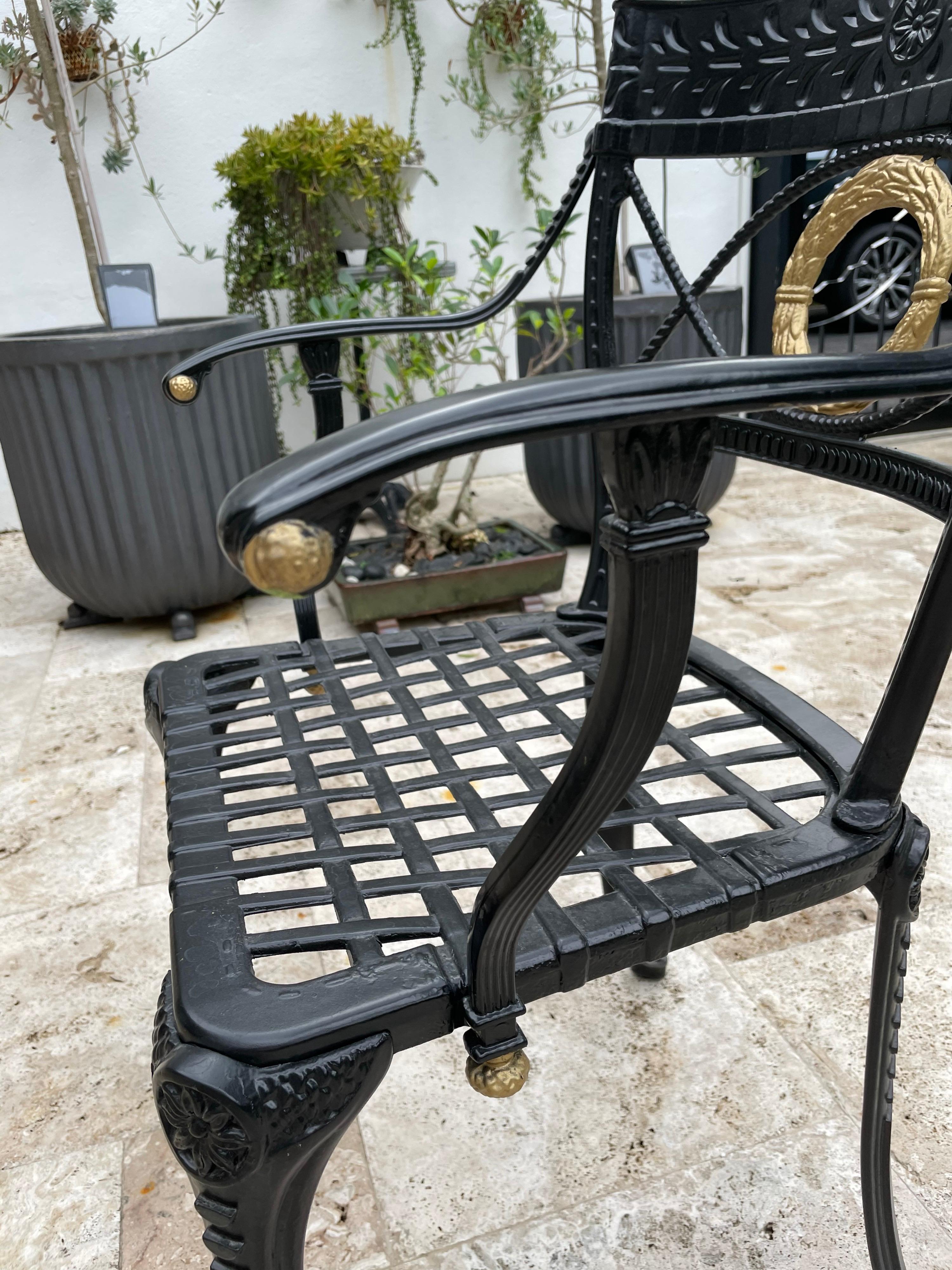 Klismos Style Heavy Aluminum Garden Chairs, Pair 2