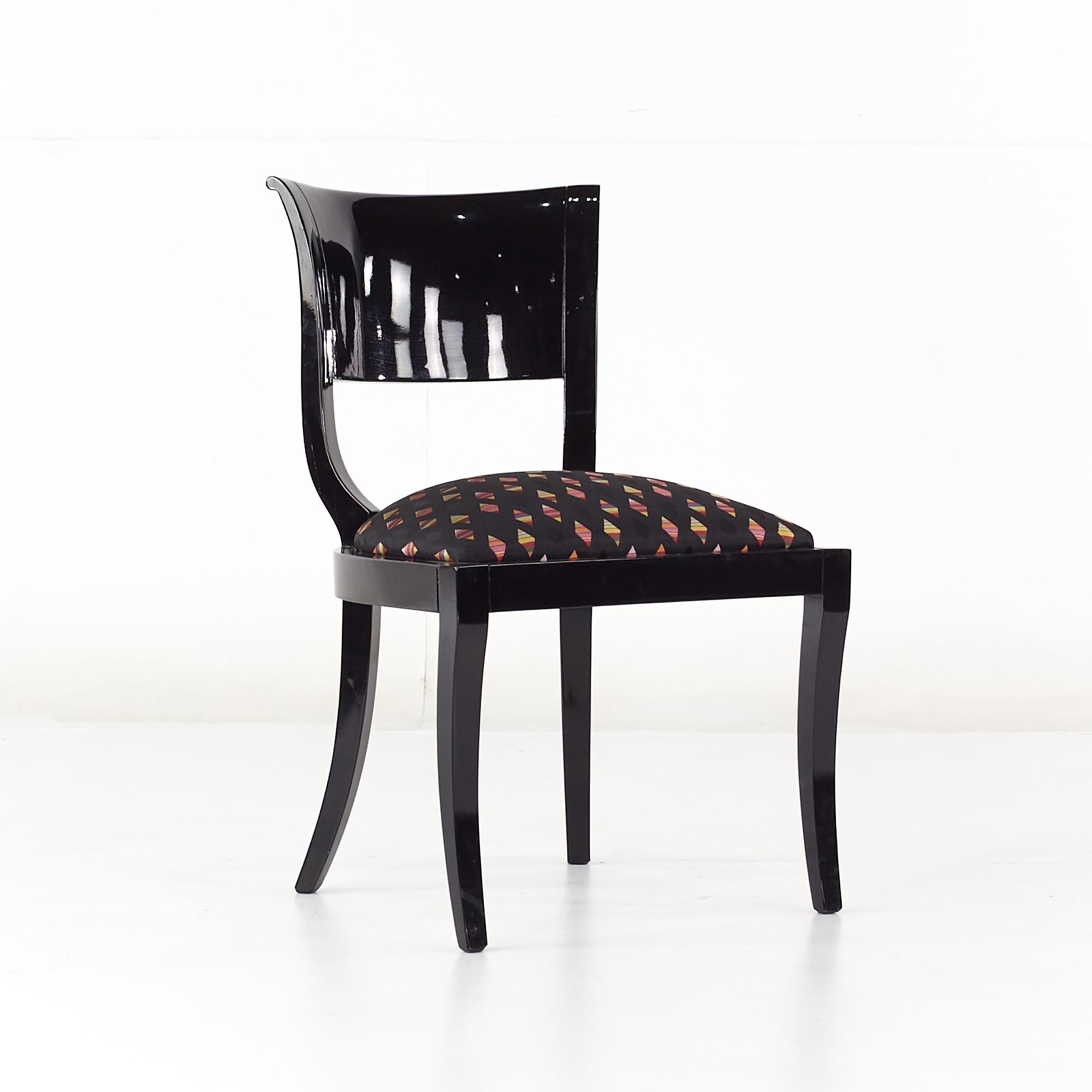 Mid-Century Modern Klismos Style Mid Century Black Lacquer Dining Chairs, Set of 4 For Sale