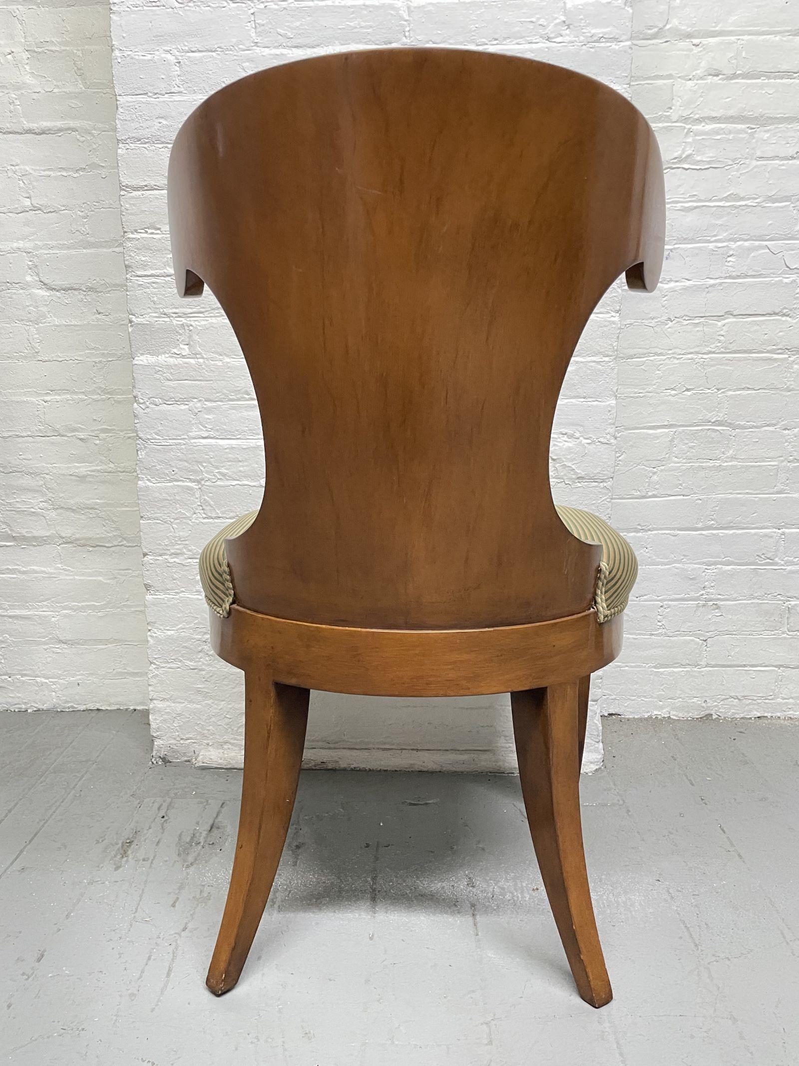 Mid-20th Century Klismos Style Walnut Dining Chairs Set of 4 For Sale