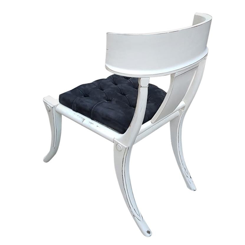 Klismos Saber Legs White Shabby Chairs Customizable Eco Cow Fur Seats 