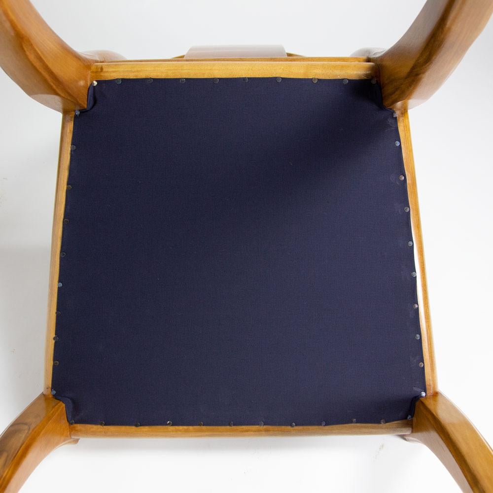 Lacquered Klismos Walnut Wood Saber Legs Black Velvet Chairs, Customizable Set of 10 For Sale