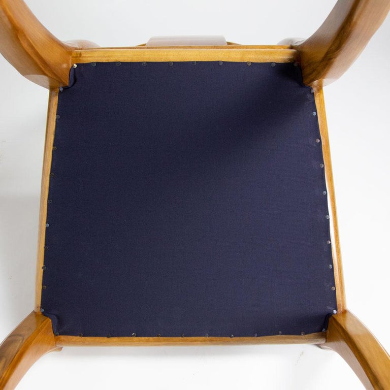 Lacquered Klismos Walnut Wood Saber Legs Black Velvet Chairs, Customizable Set of 4 For Sale