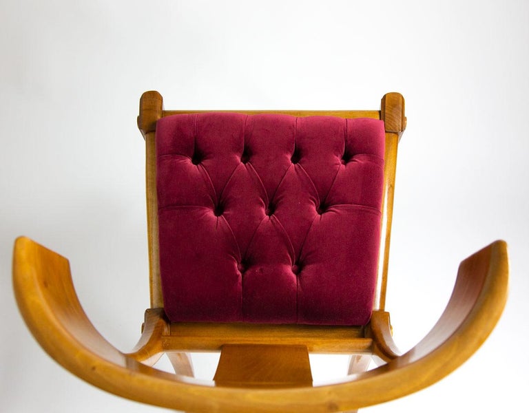 Klismos Walnut Wood Saber Legs Black Velvet Chairs, Customizable Set of 4 For Sale 3