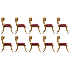 Klismos gambe a sciabola in legno di noce rosso  Sedie in velluto, set da 10 personalizzabile