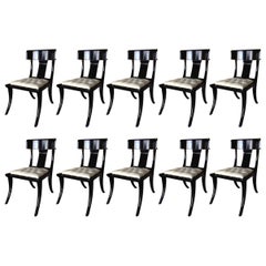 Klismos Wood Gambe a Sciabola Personalizzabile Sedute in Pelle Bianca Sedie da Pranzo Set di 10