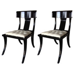 Klismos Wood gambe a sciabola personalizzabili Sedute in pelle bianca Set di 2 sedie da pranzo