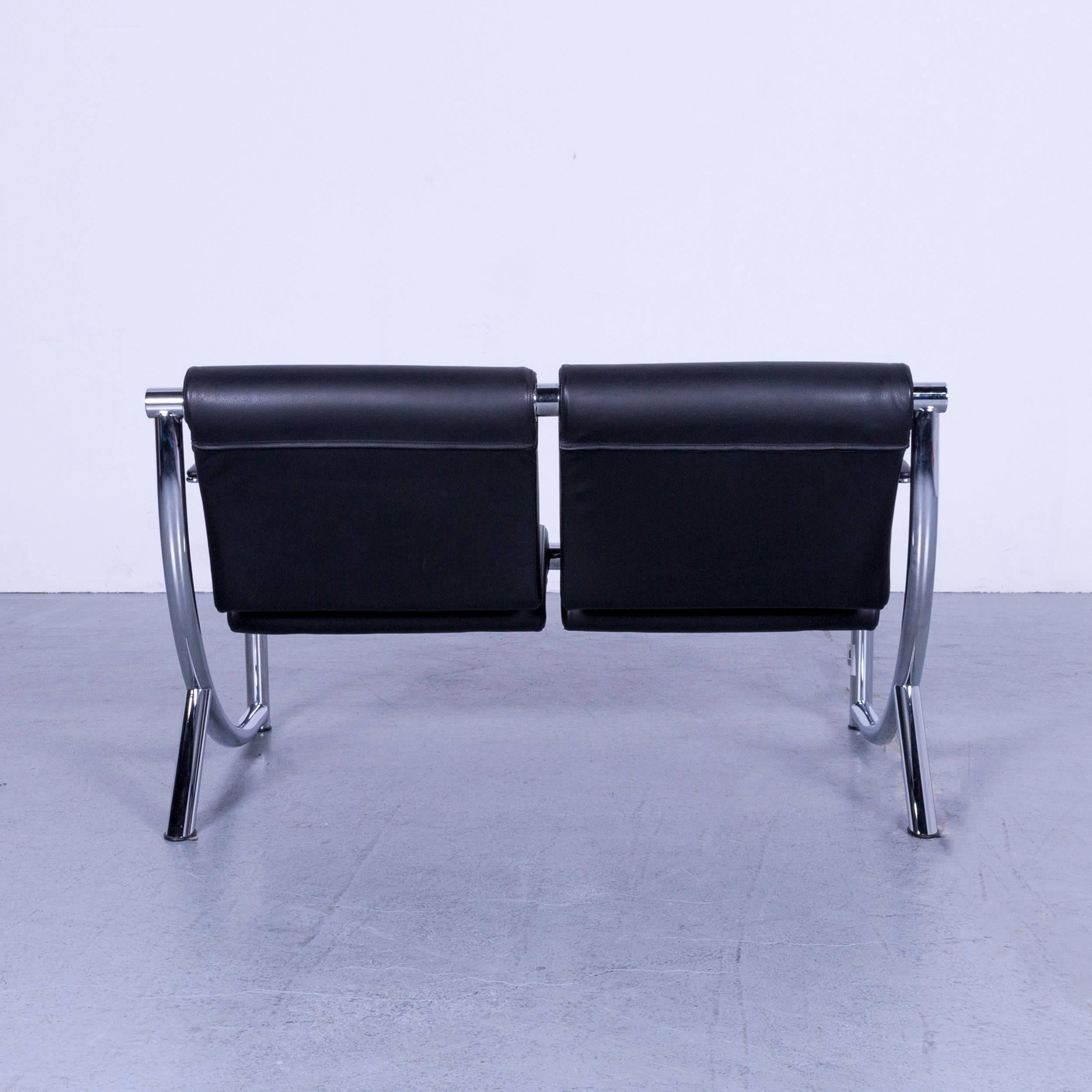 Klöber Tezett Canapé design en cuir noir avec cadre chromé Made in Germany 1