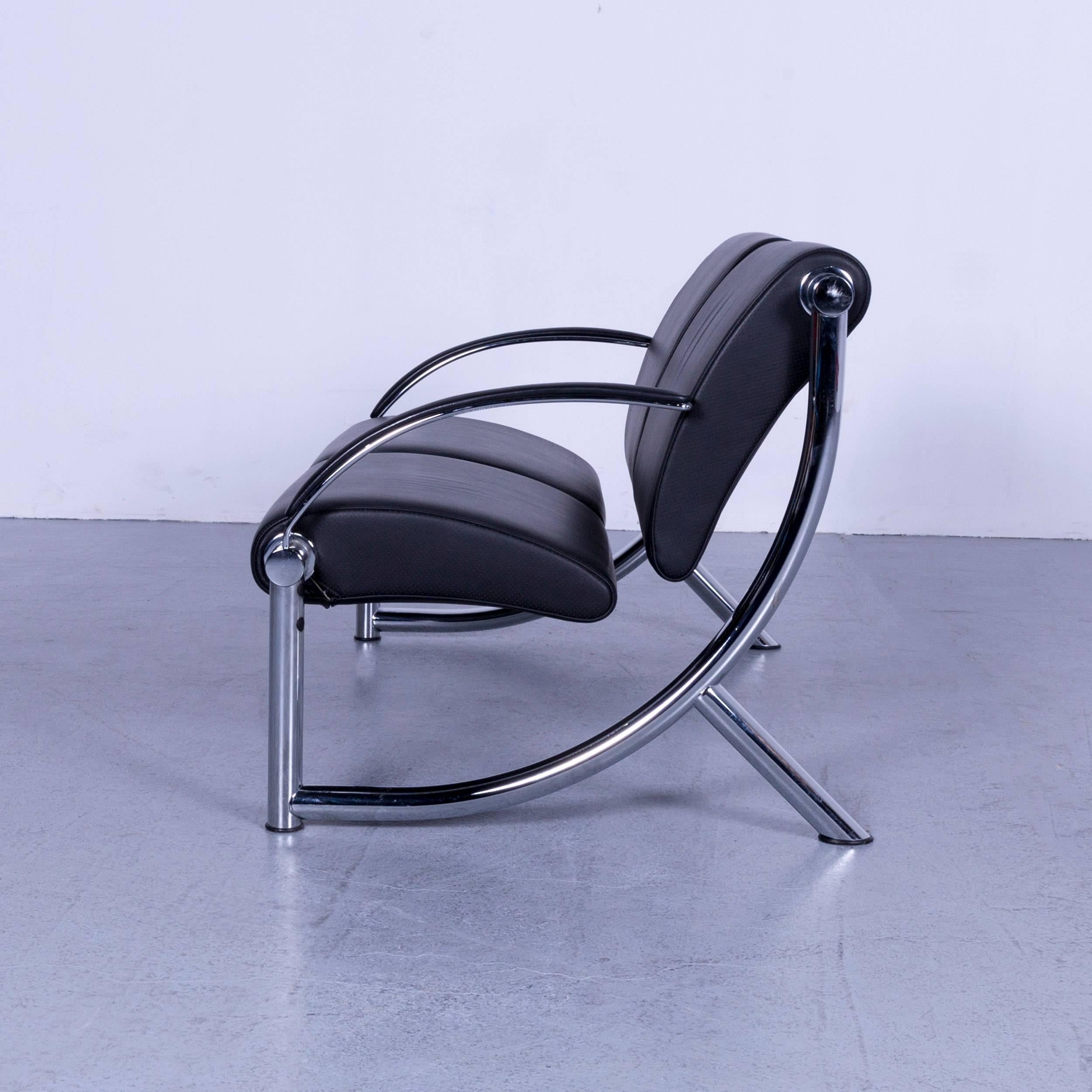 Klöber Tezett Canapé design en cuir noir avec cadre chromé Made in Germany 2