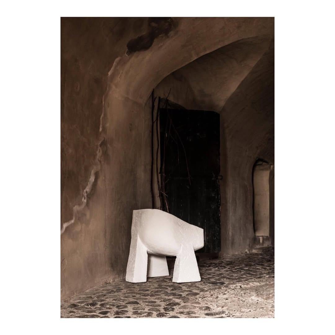 Lightweight, Rigid Sculpted Block Form White Lounge Chair by Lucas Tyra Morten For Sale 1