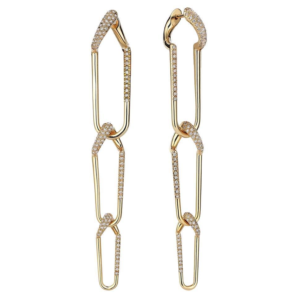 Kloto's 18k Gold Earrings Pavé Set with 0.55 Carat Diamonds For Sale