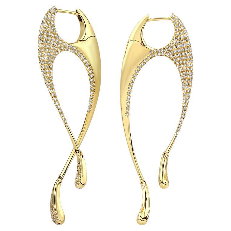 Kloto's Esse Earrings with 1.27 Carat Diamonds and 18k Yellow Gold For Sale