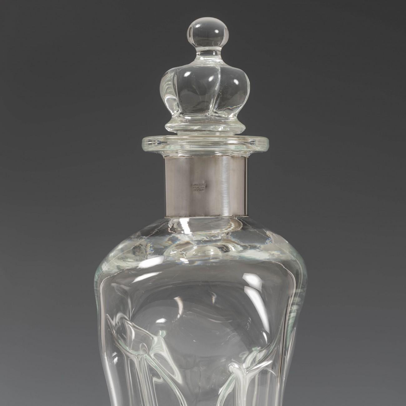 Kluk Kluk Decanter with Silver Collar and Crown Stopper, circa 1960 In Good Condition For Sale In London, GB