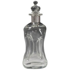 Retro Kluk Kluk Decanter with Silver Collar and Crown Stopper, circa 1960