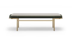 Klyne Bench by Portuguese Designer, Fabric & Metal, Mid-Century Modern