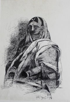 Regina, penna e inchiostro su carta, colori in b/n di Indian K.M. Adimoolam "In magazzino