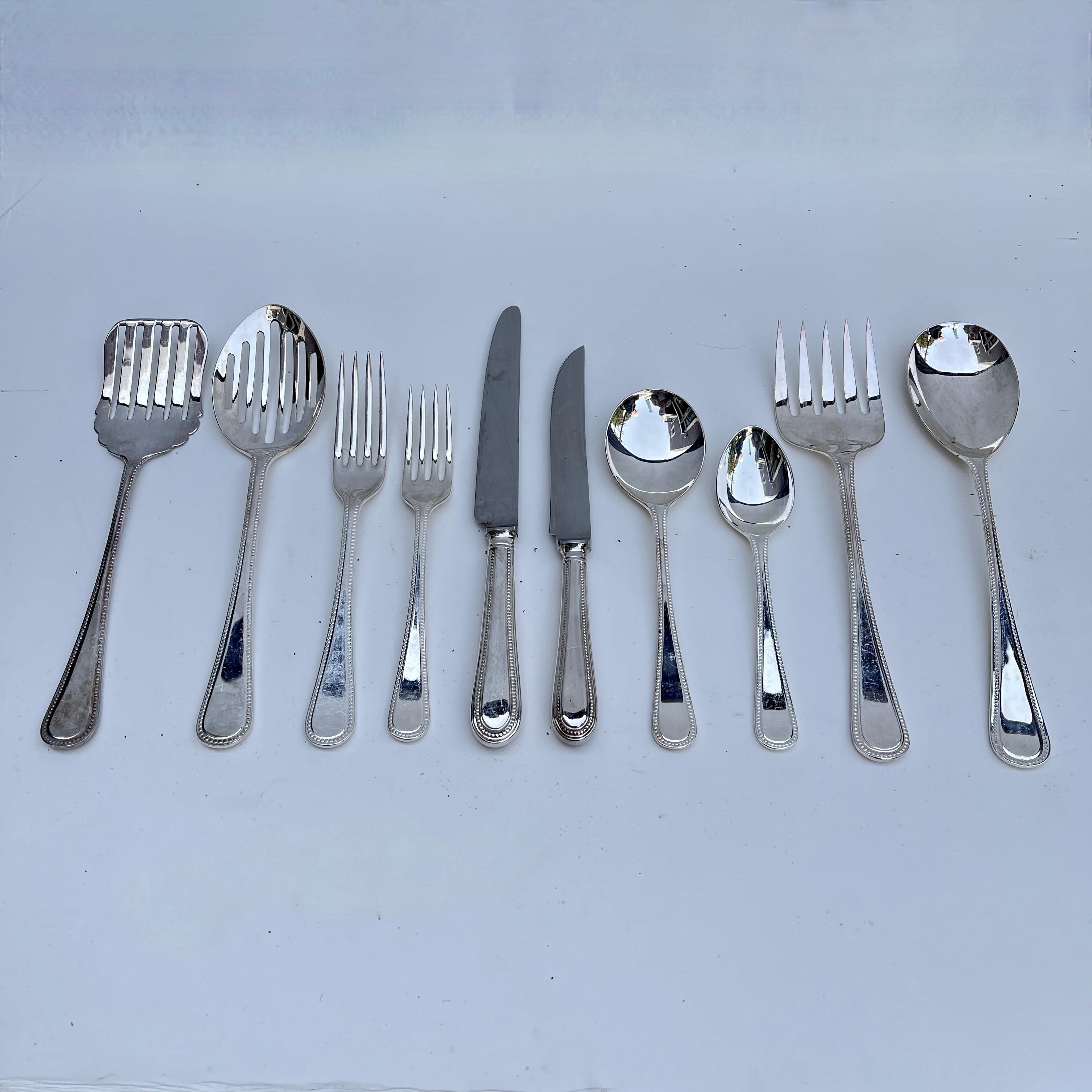 K&M Sheffield English EPNS Beaded Flatware Boxed Set – 76 Pieces For Sale 1