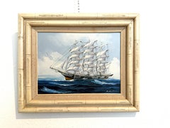 K.Maskell Pintura al óleo Barco alto en el mar Paisaje marítimo Náutico Océano, Enmarcado