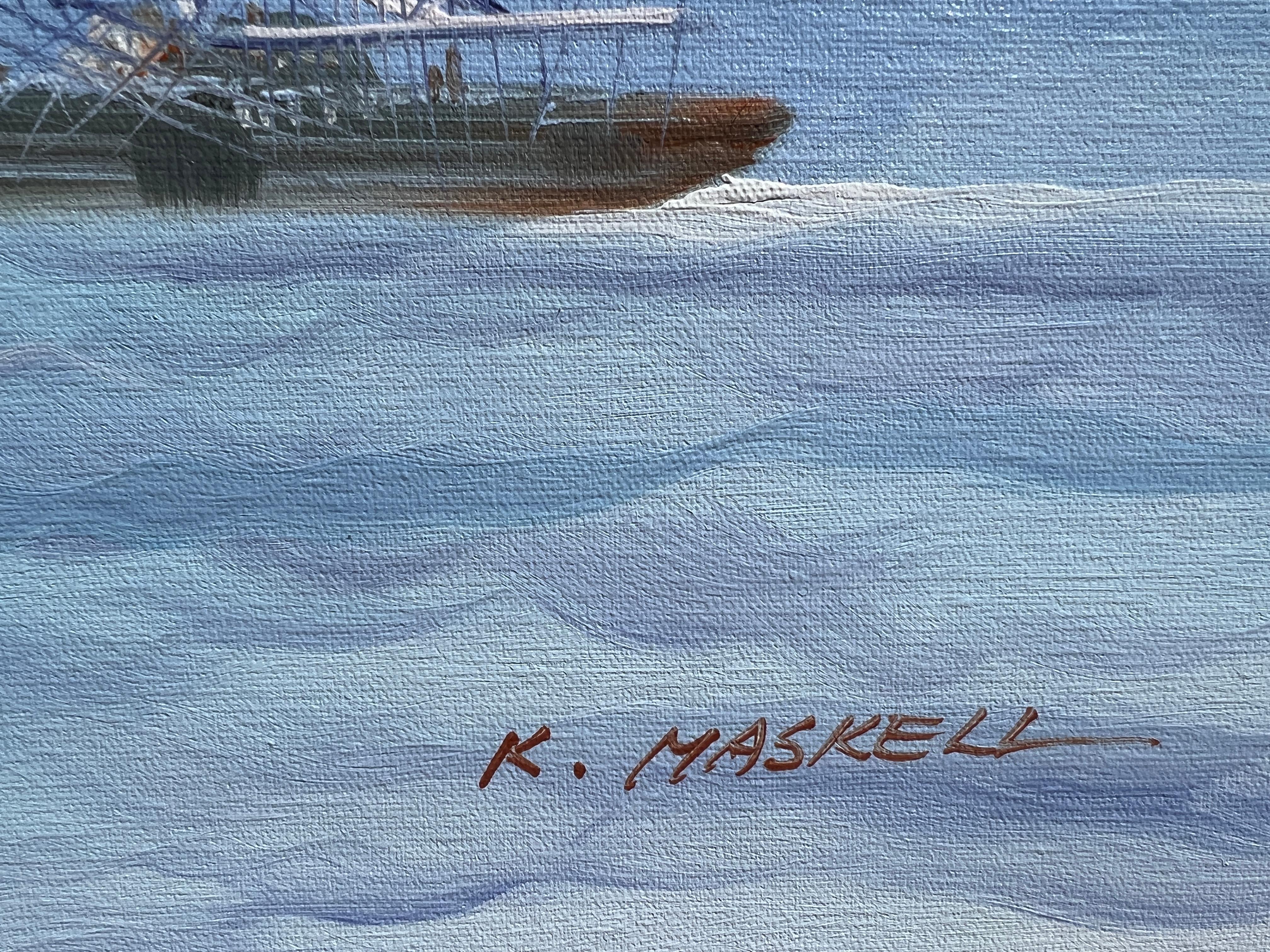 K.MASKELL Sailing Ship Original oil on Canvas Nautical Painting, Framed For Sale 2
