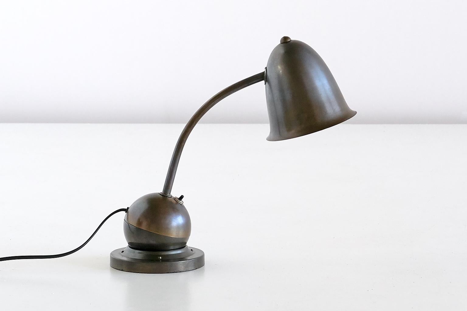 KMD Daalderop Art Deco Counterweight Desk Lamp with Bell Shade, 1935 1