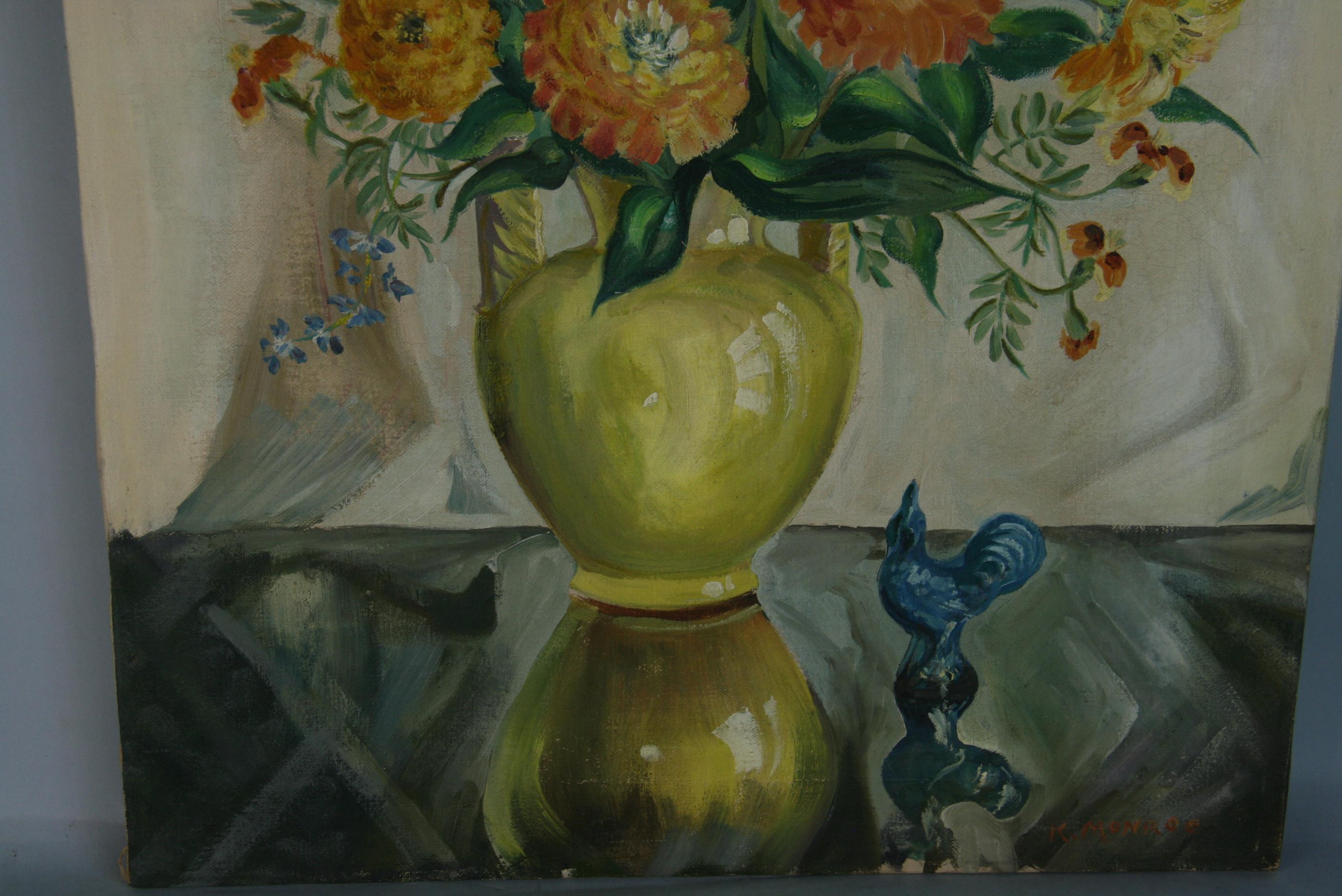 Vintage Modernist Impressionist  Bunter Blumenstrauß Stilleben im Angebot 6