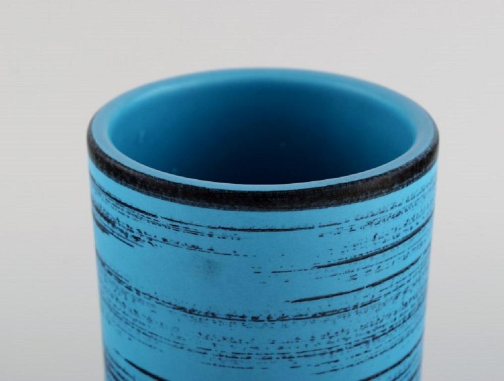 Scandinavian Modern Knabstrup Ceramic Vase with Glaze in Shades of Blue, 1960s For Sale