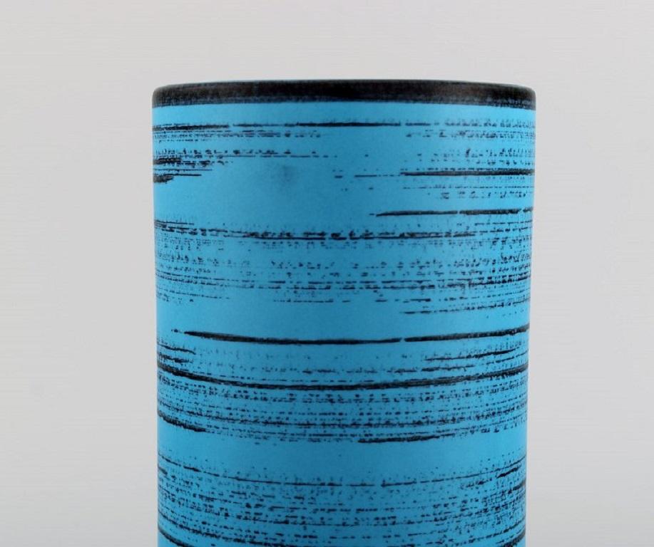 Danish Knabstrup Ceramic Vase with Glaze in Shades of Blue, 1960s For Sale