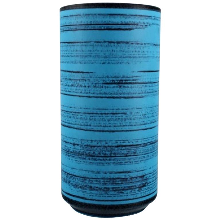 Vase en céramique Knabstrup avec glaçure en nuances de bleu, années 1960