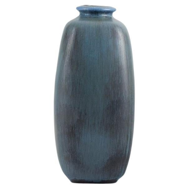 Knabstrup Ceramic Vase with Glaze in Shades of Blue and Grey, 1960s For Sale
