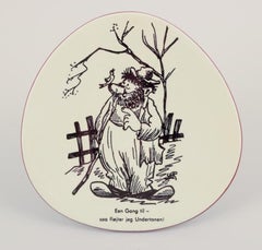 Knabstrup, Denmark. Five plates in stoneware. Storm P. satirical cartoons