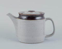 Knabstrup, Denmark. Stoneware teapot with gray and brown glaze tones.