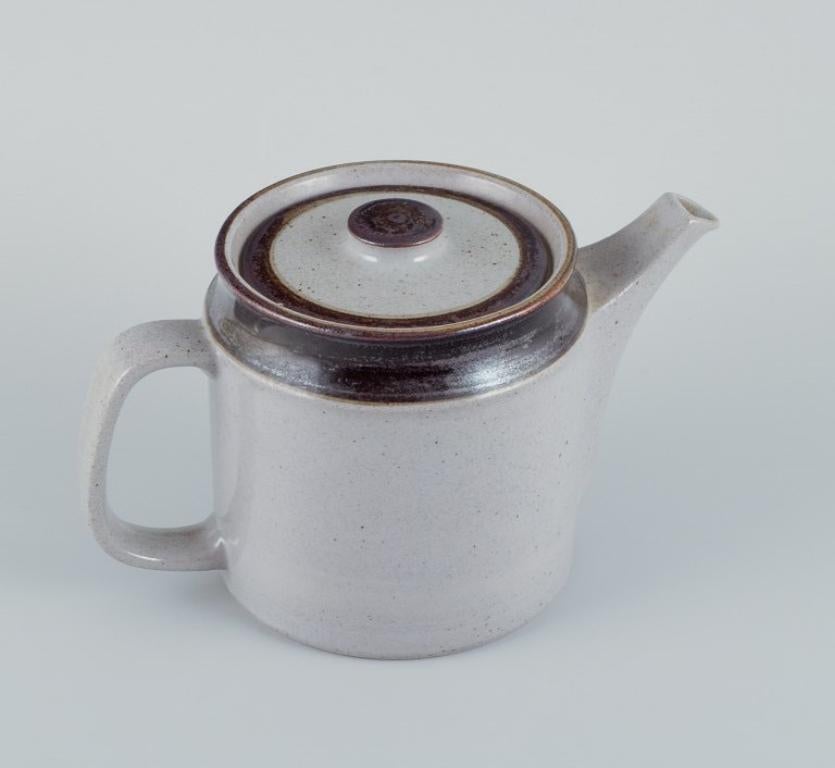 Danish Knabstrup, Denmark. Stoneware teapot with gray and brown glaze tones.  For Sale