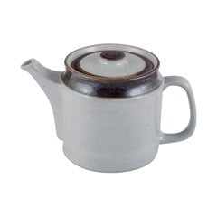 Knabstrup, Denmark. Stoneware teapot with gray and brown glaze tones.