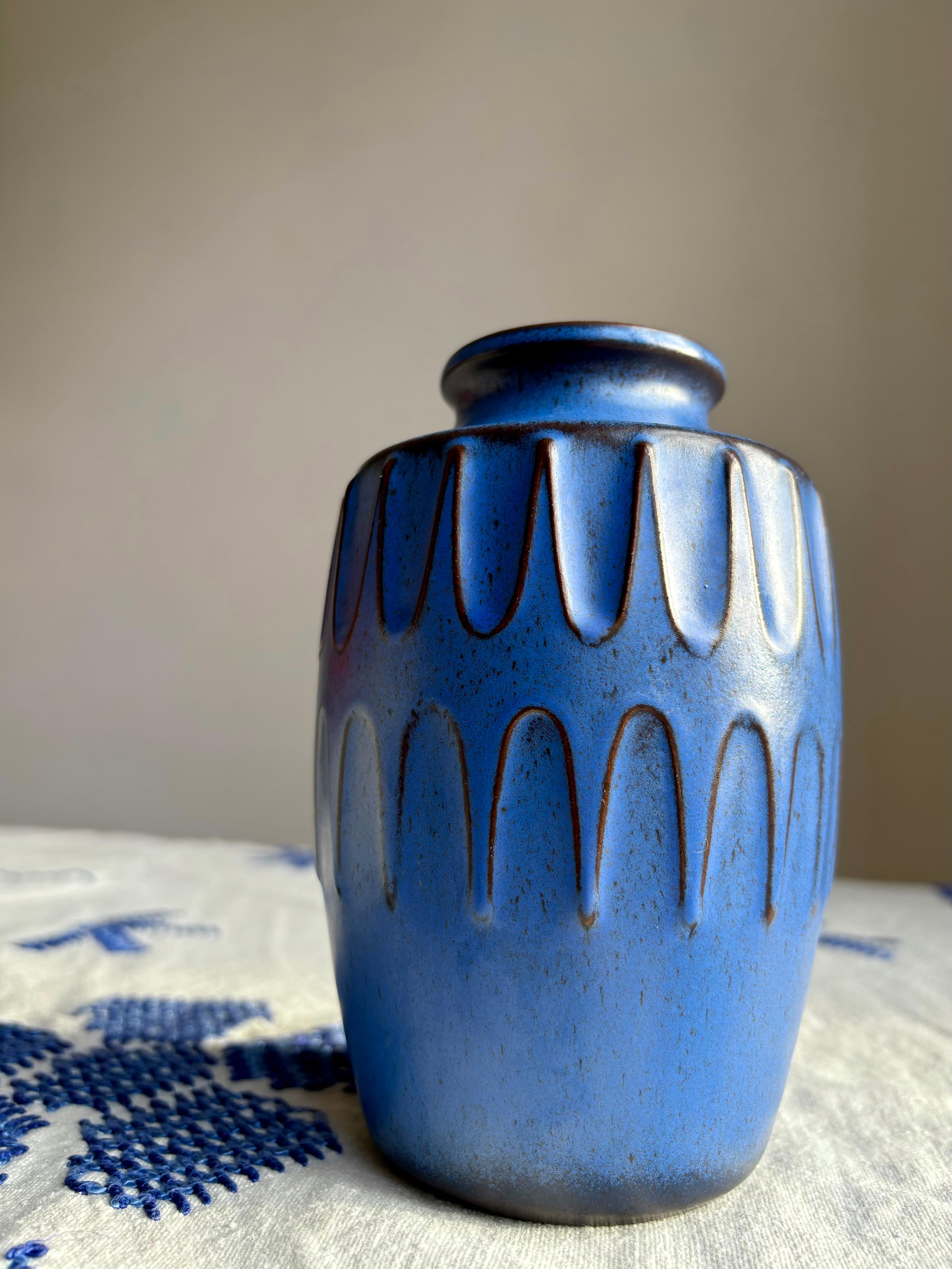 Danish Knabstrup Egyptian Blue Modernist Vase, Denmark, 1960s