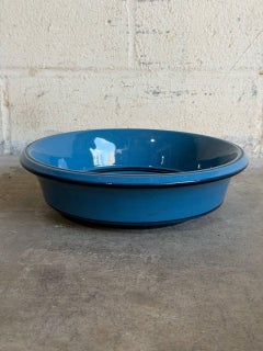 Knabstrup Keramik Blue Ceramic Bowl Deep Glossy Azure Denmark MCM 1960s