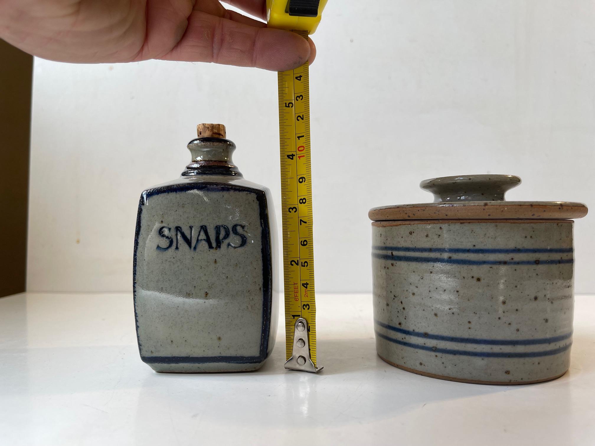 Knabstrup Lidded Jar & Decanter in Glazed Stoneware, Danish, 1970s For Sale 1