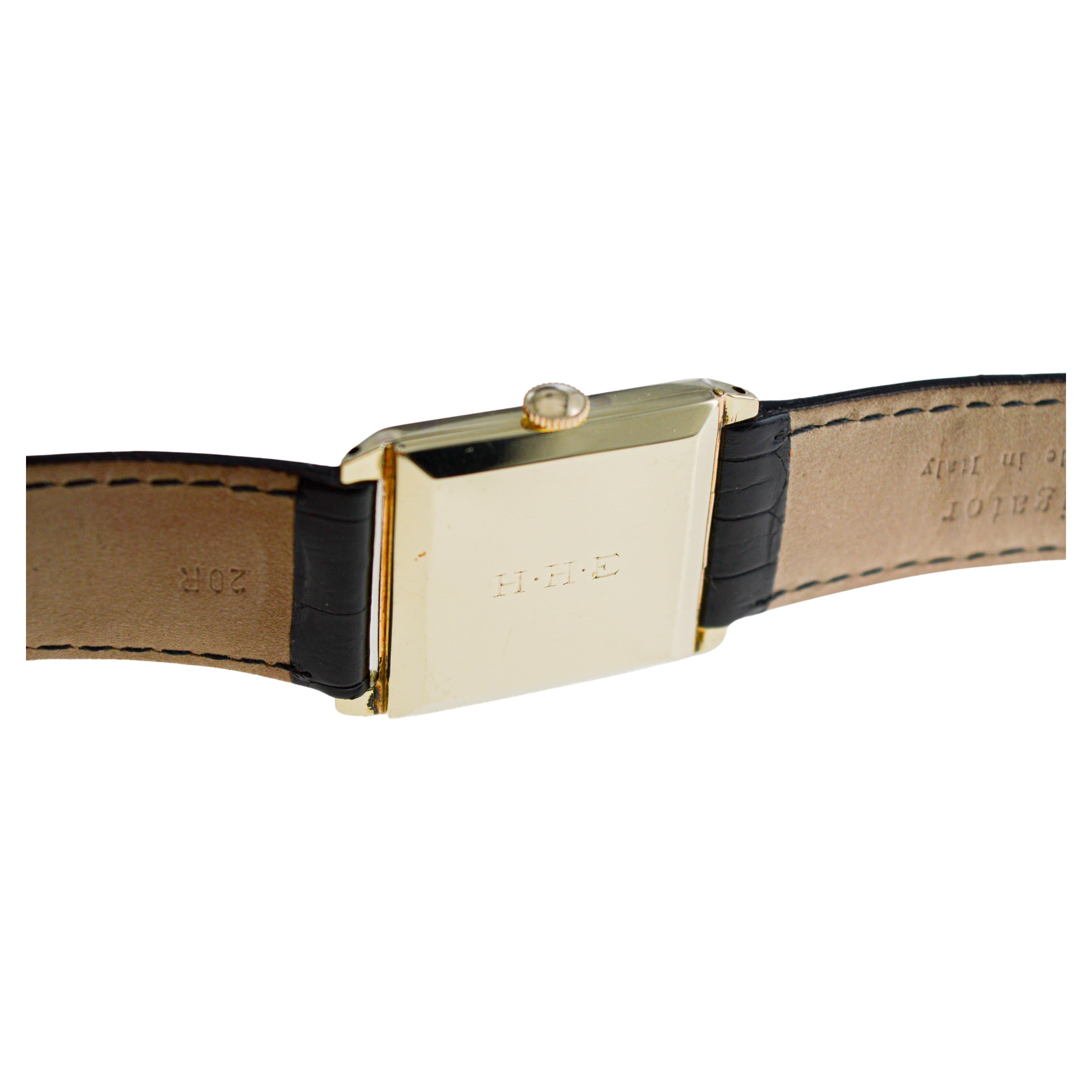 Knapp & Co. 14Kt Yellow Gold Art Deco Watch 1940's High Grade Hand Made en vente 8
