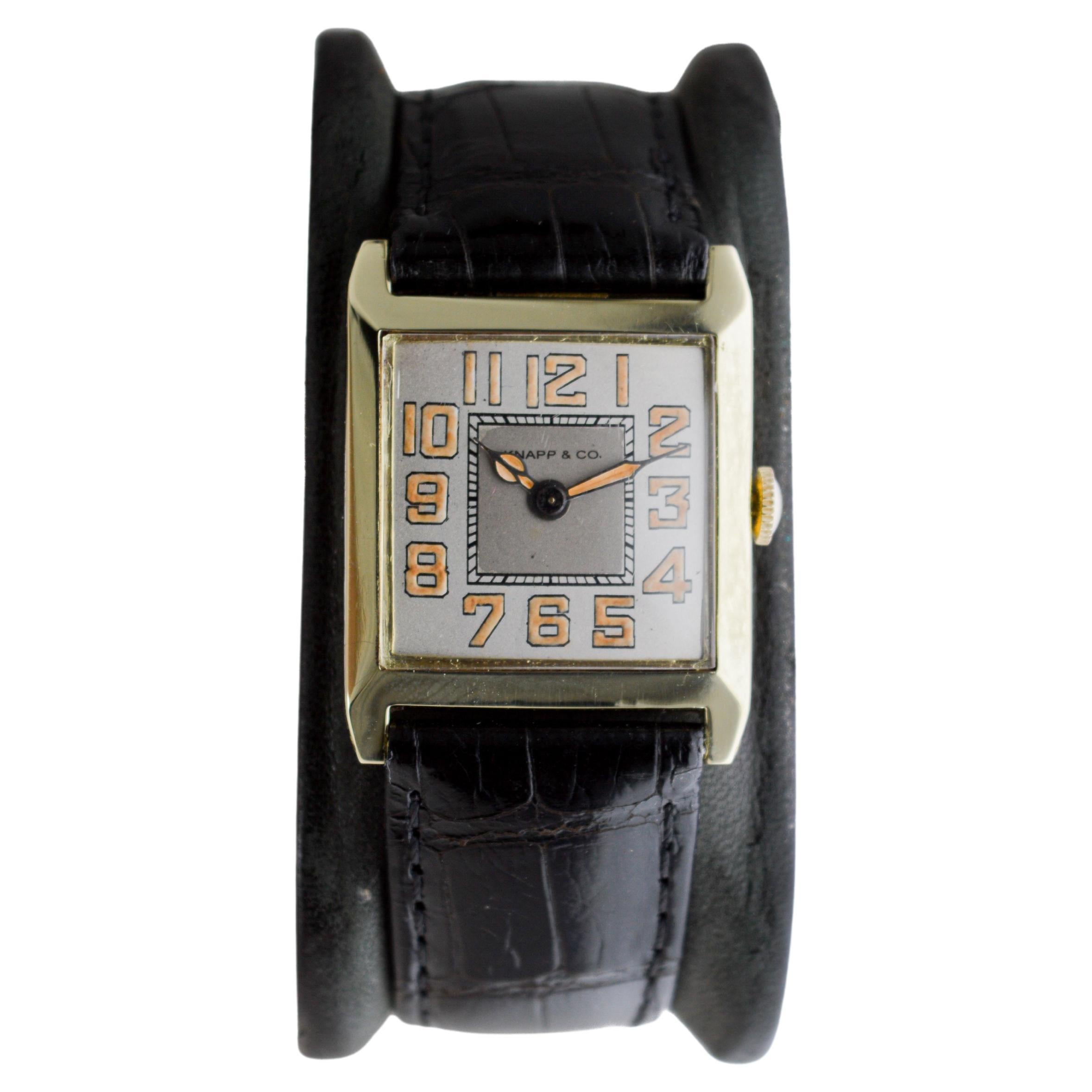Knapp & Co. 14Kt Yellow Gold Art Deco Watch 1940's High Grade Hand Made Excellent état - En vente à Long Beach, CA