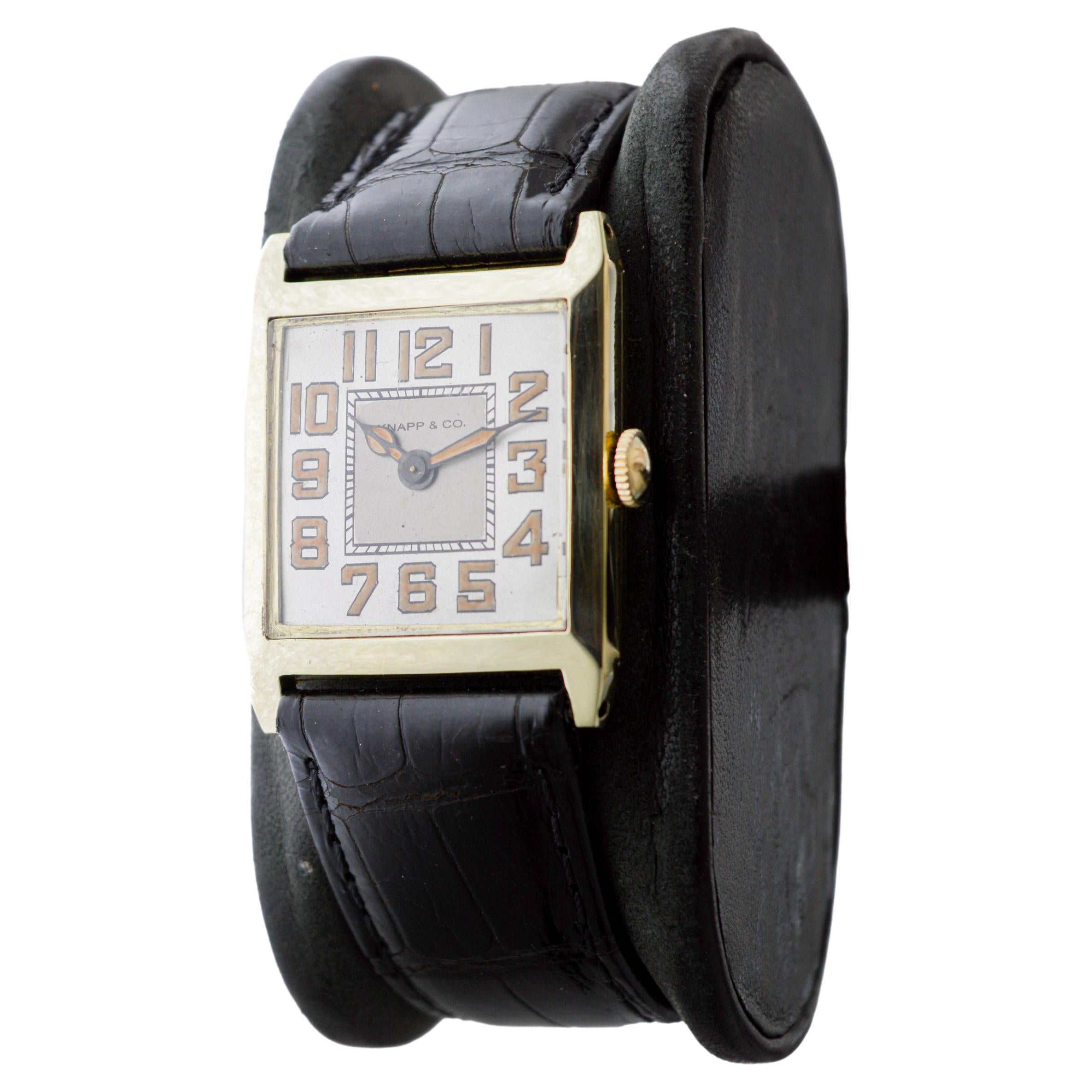 Knapp & Co. 14Kt Yellow Gold Art Deco Watch 1940's High Grade Hand Made en vente 1