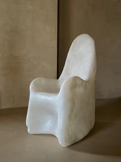 Free Form Organic Shape, Hand-sculpted Natural Beige Fiberglass Armchair by kar