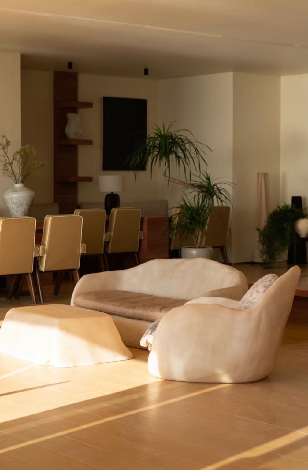 Fauteuil de salon en fibre de verre beige naturel en forme d'œuf avec coussin de Kar en vente 9