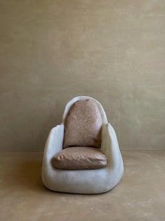 Asthetic Egg Shape, Natural Beige Fiberglass Lounge with Cushion by kar
