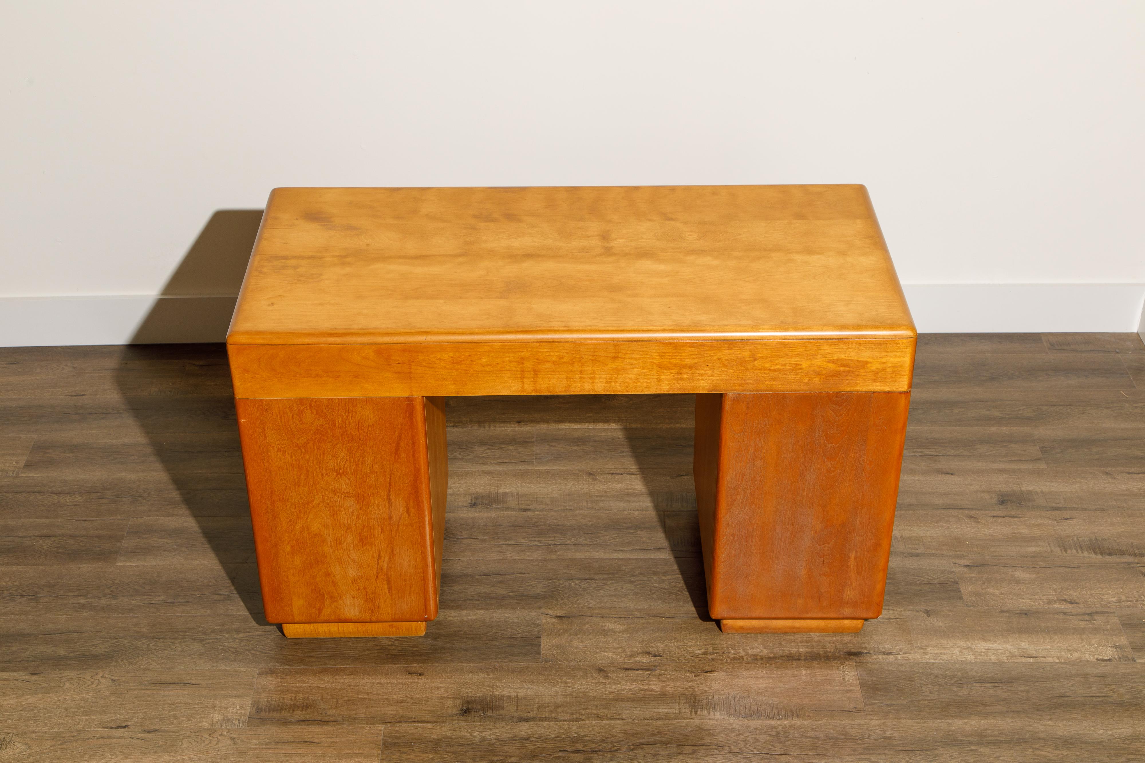 Kneehole Desk by Count Alexis de Sakhoffsky for Heywood Wakefield, 1940s, Signed 3