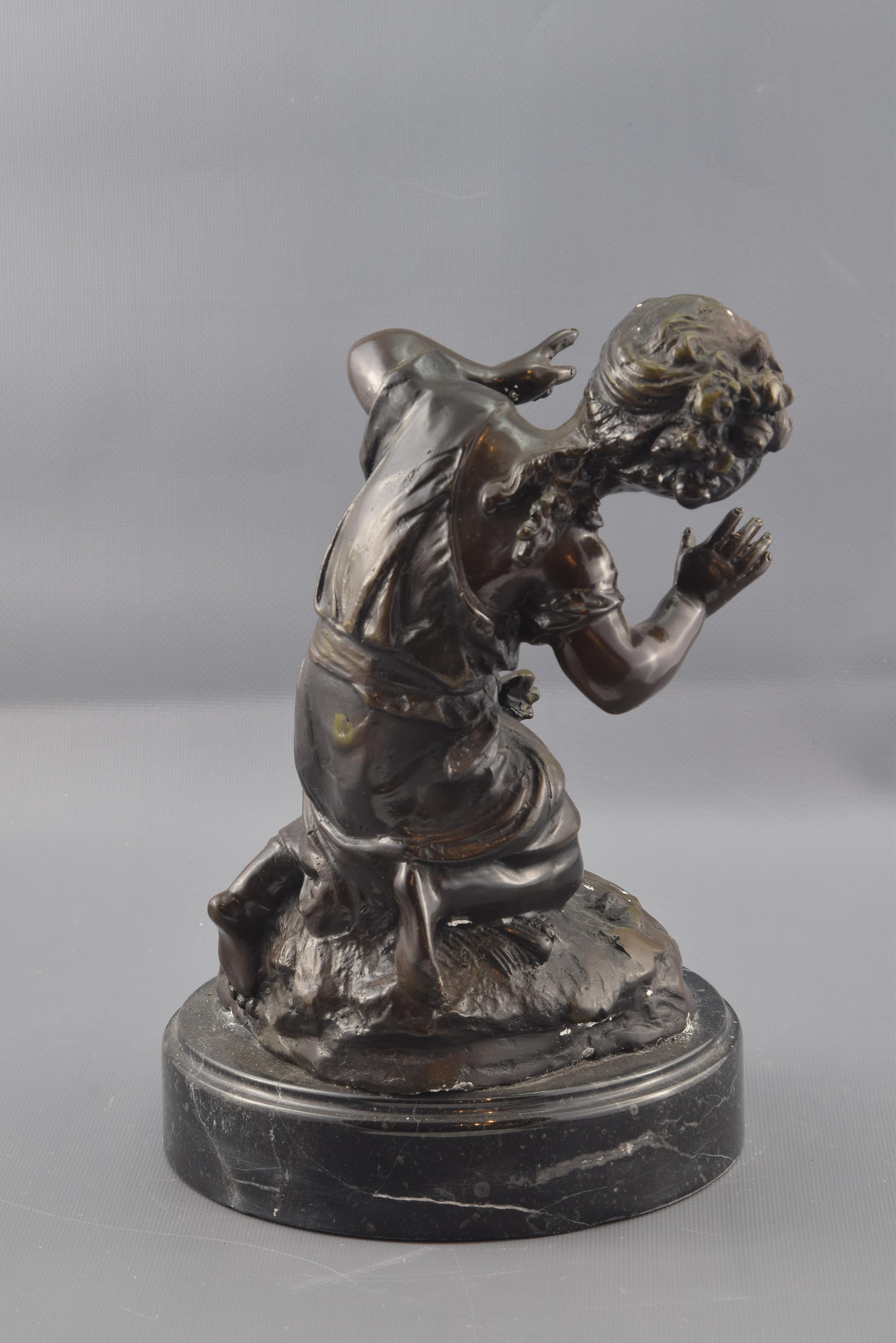 Neoclassical Kneeled Girl, Bronze, Marble, After Models from Auguste Moreau ‘1834-1917’ For Sale