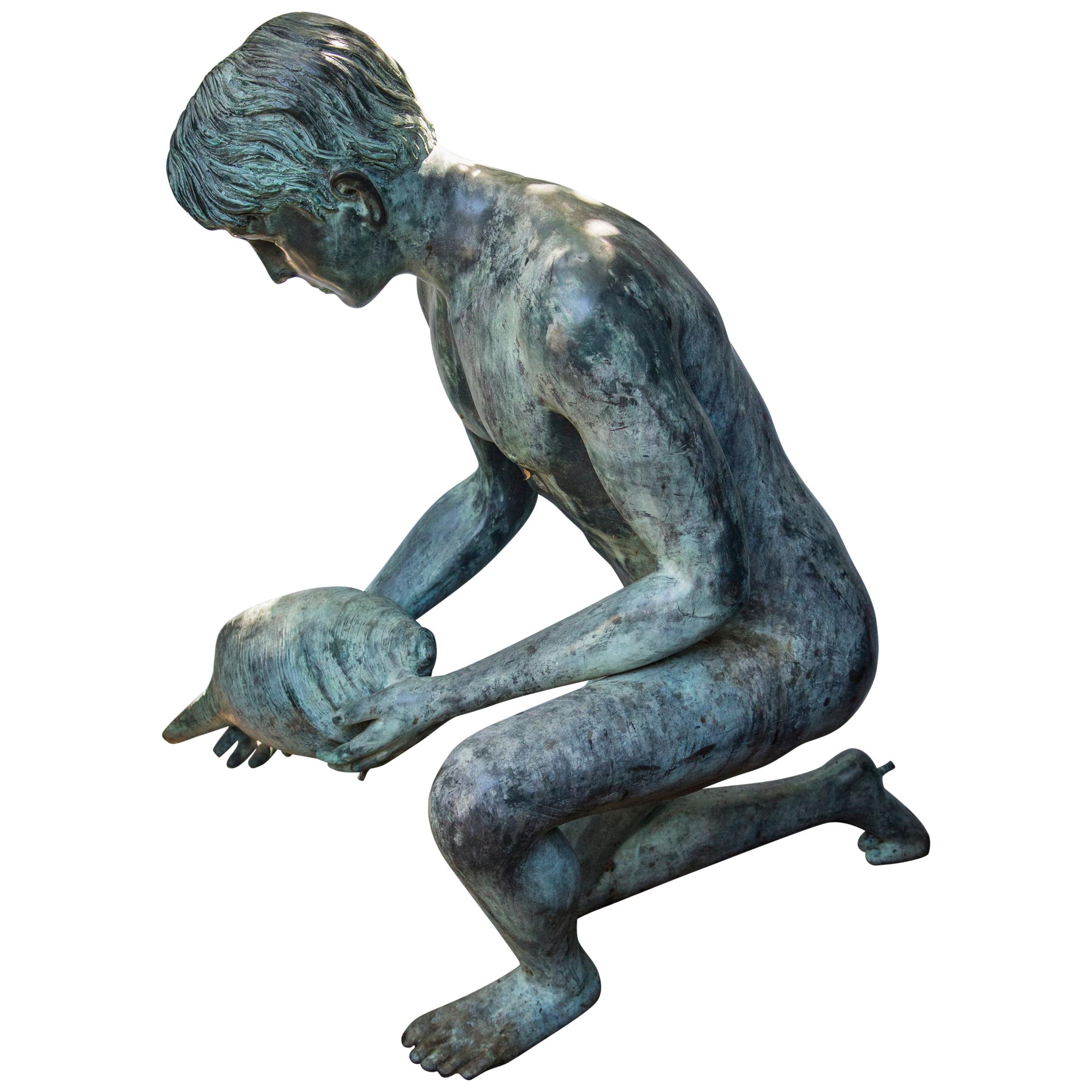 Kneeling Bronze Boy Fountain