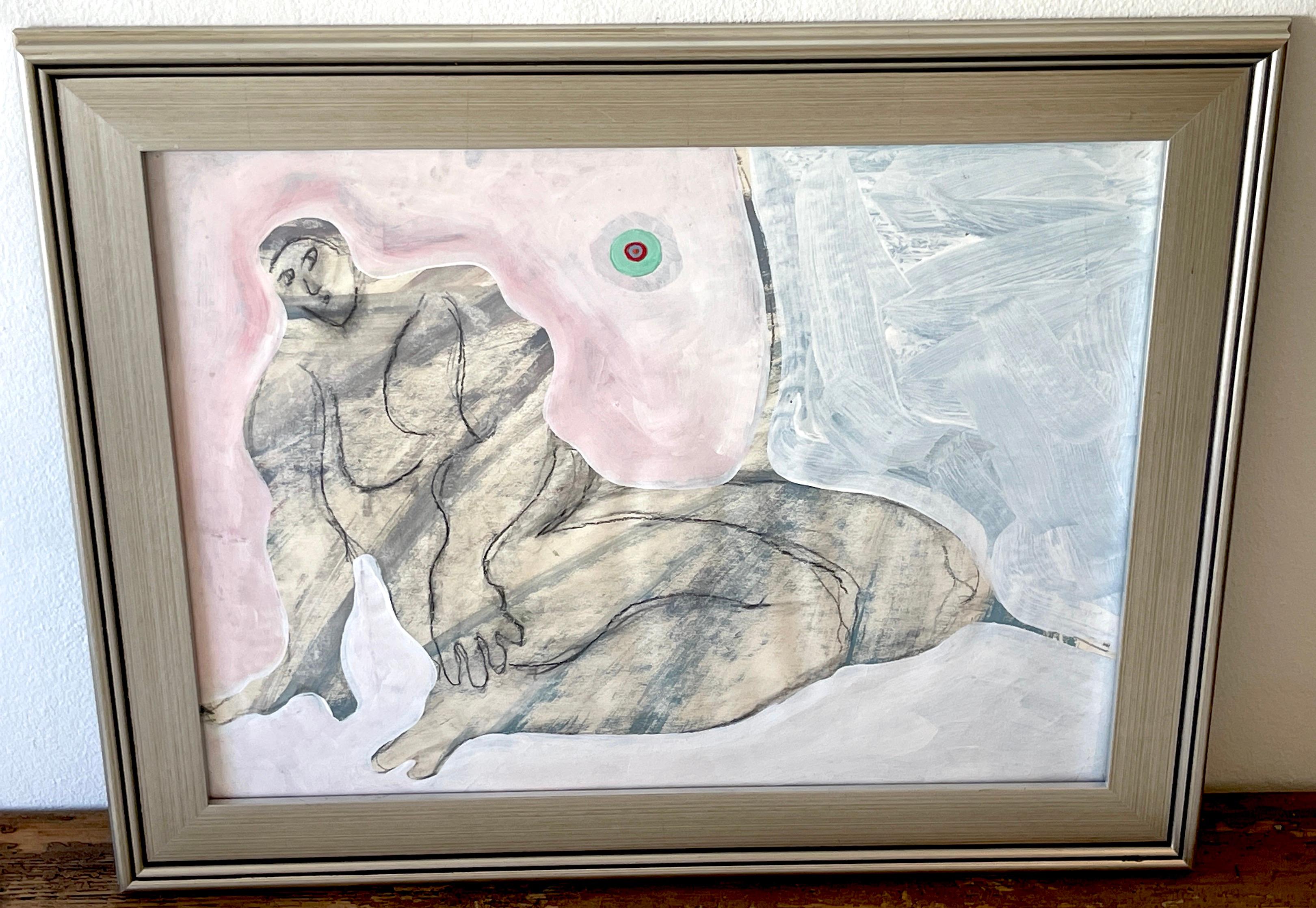 'Kneeling Muse ' Oil/Mixed Media on Paper, 1960s by Douglas D. Peden For Sale 1