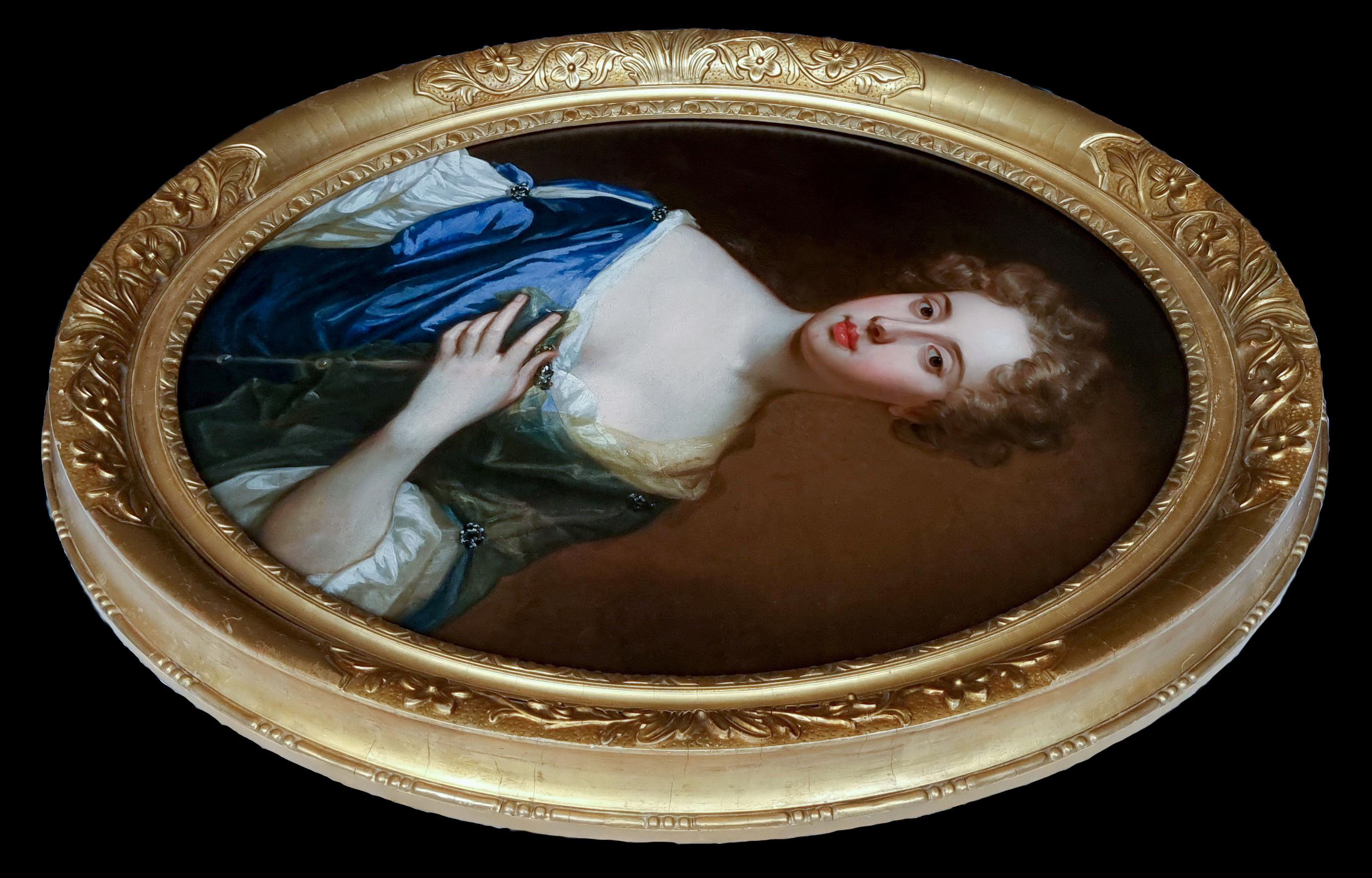 Retrato de una dama con vestido azul que sostiene un pañuelo vaporoso Pintura Kneller Godfrey Kneller 1