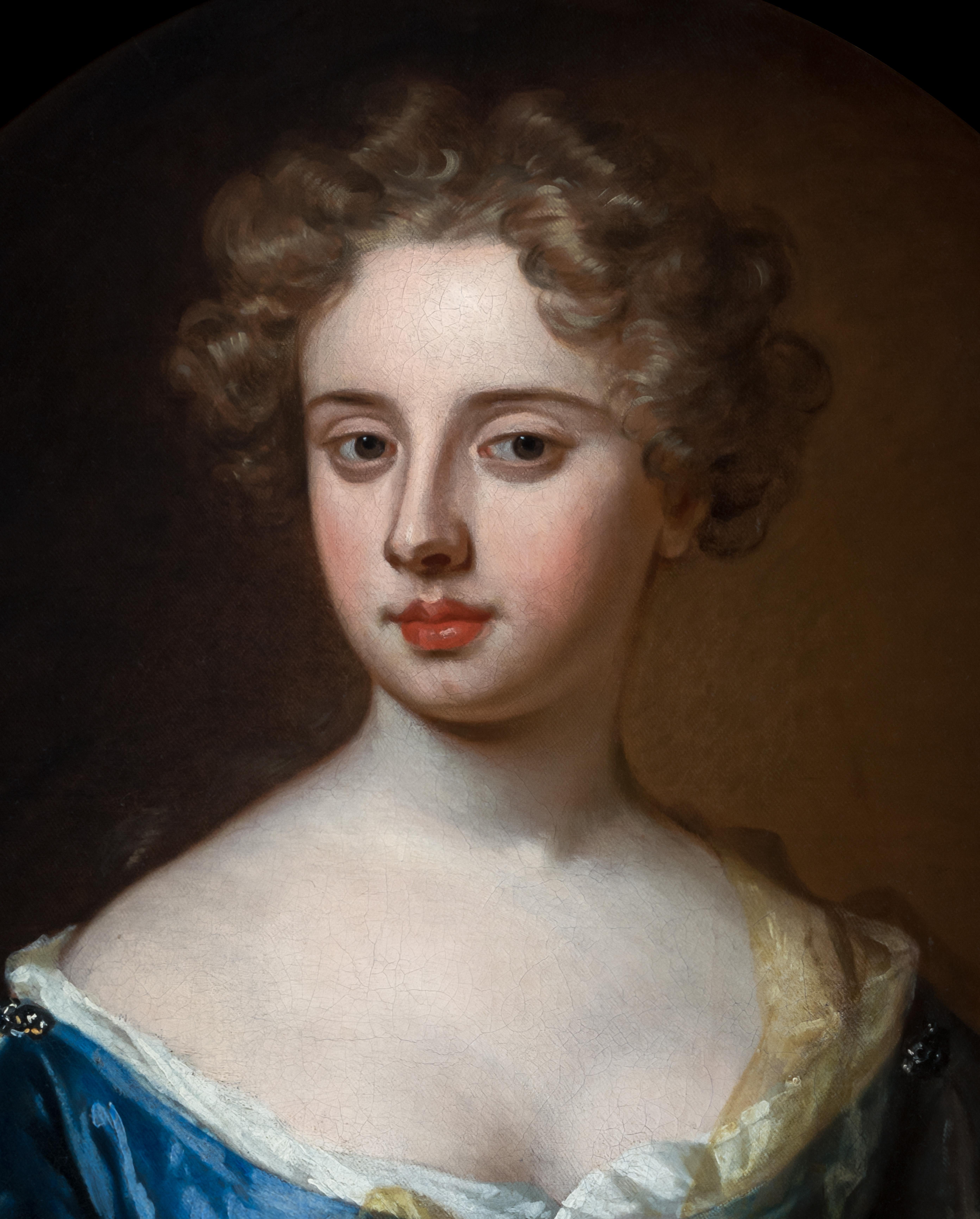 Portrait of a Lady in a Blue Gown Holding a Sheer Scarf Painting Godfrey Kneller For Sale 4