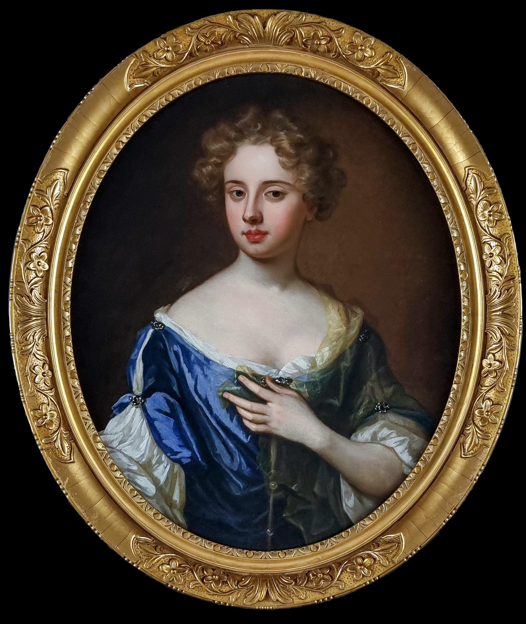 Portrait of a Lady in a Blue Gown Holding a Sheer Scarf c.1675-85, Oil on canvas