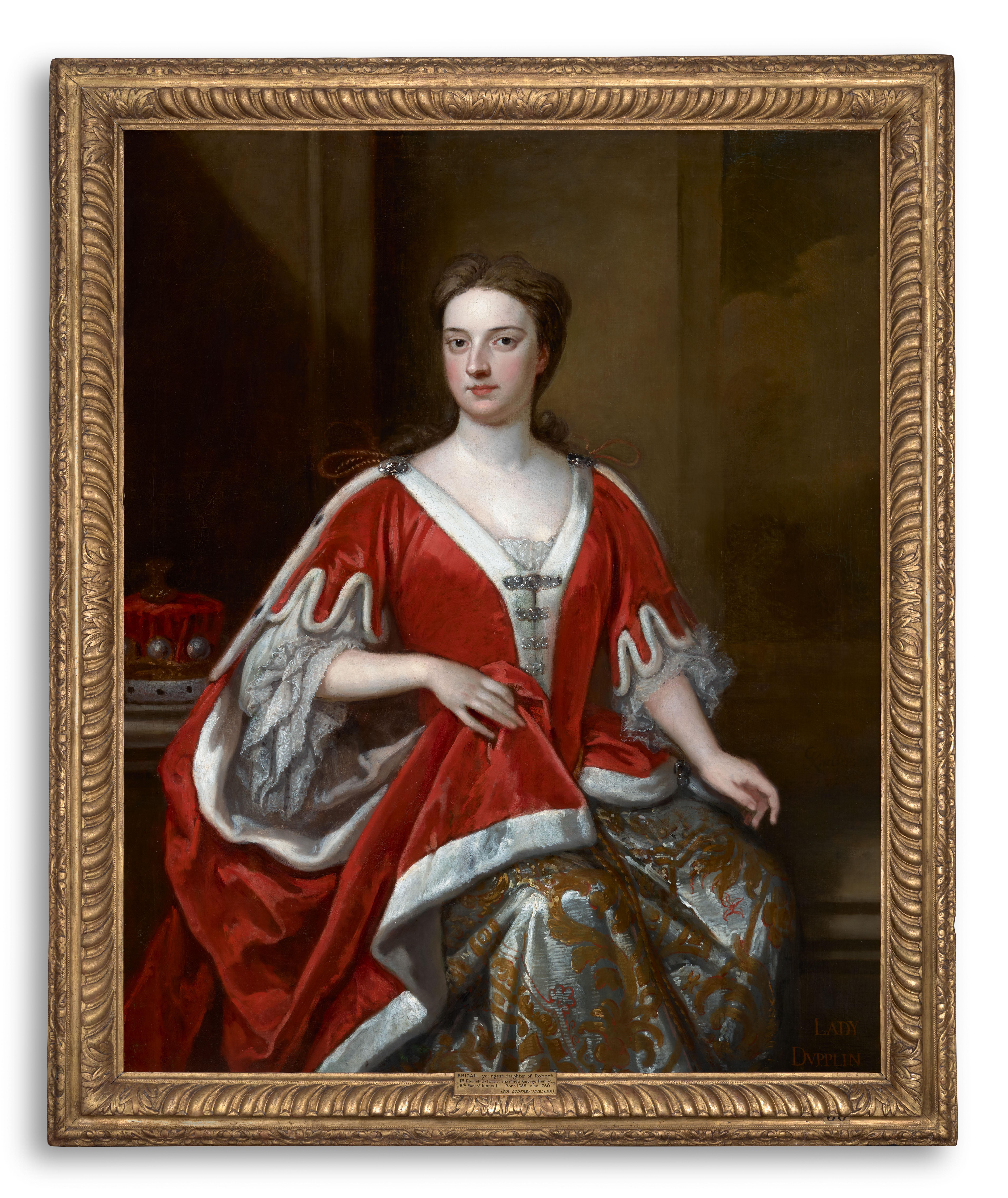 Portrait d'Abigail, comtesse de Kinnoull, signée et datée Godfrey Kneller - Art de Kneller Godfrey